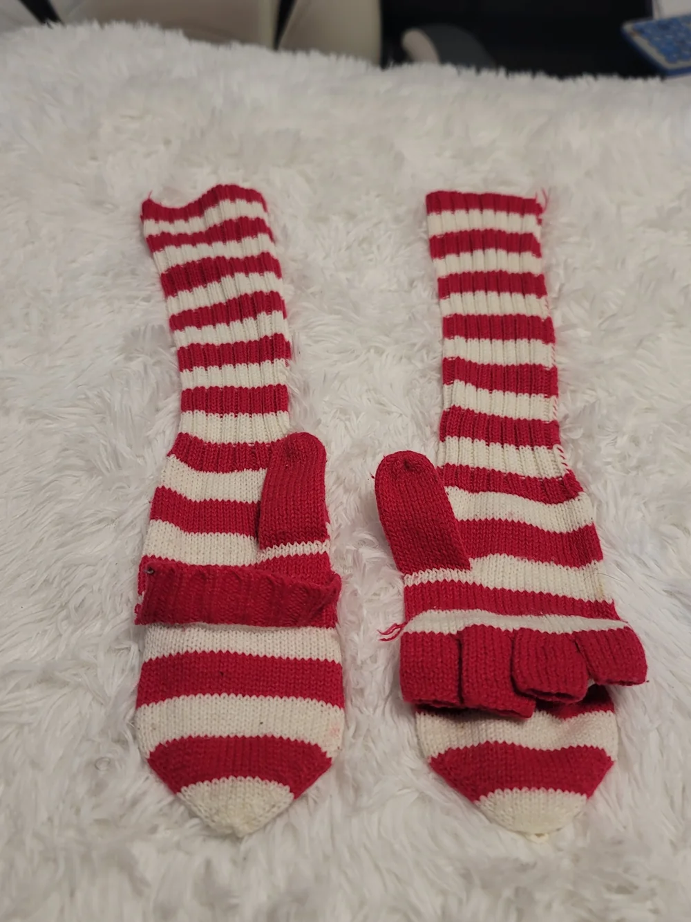 🔥3 For $25 Striped Pink & Cream Womens Convertible Mittens